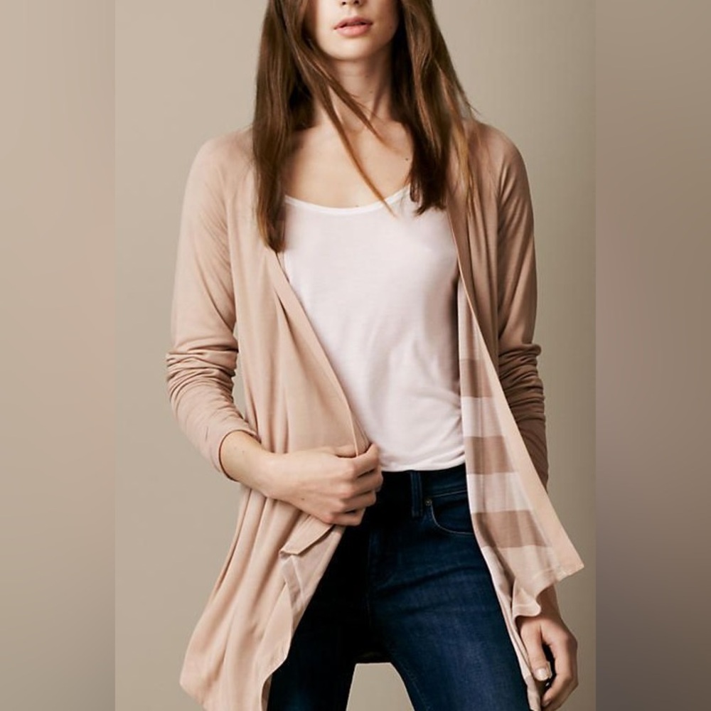 Burberry Brit Women's Beige nova Check Open Front Cardigan Size M